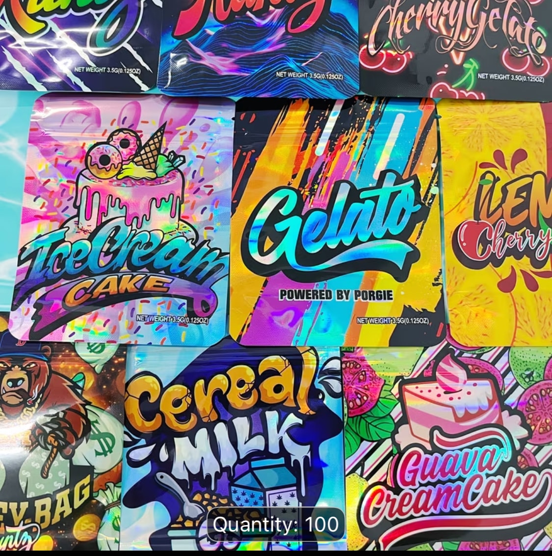 50 pcs Holographic Mylar Bags (3.5G)